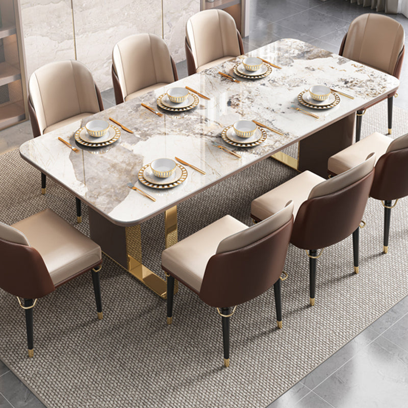 二重台座付きの豪華な焼結された石の上部テーブル長方形の白いテーブル