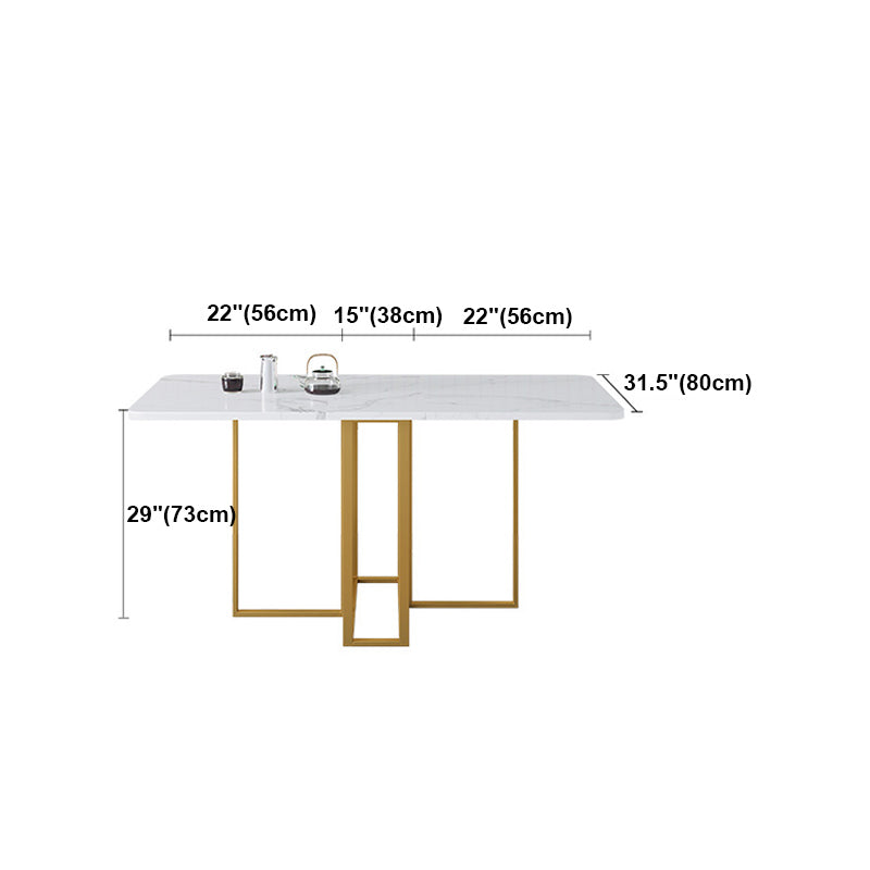 59 "H Moderner gesinterter Steintisch faltbarer Rechtecktisch mit Trestle Basis