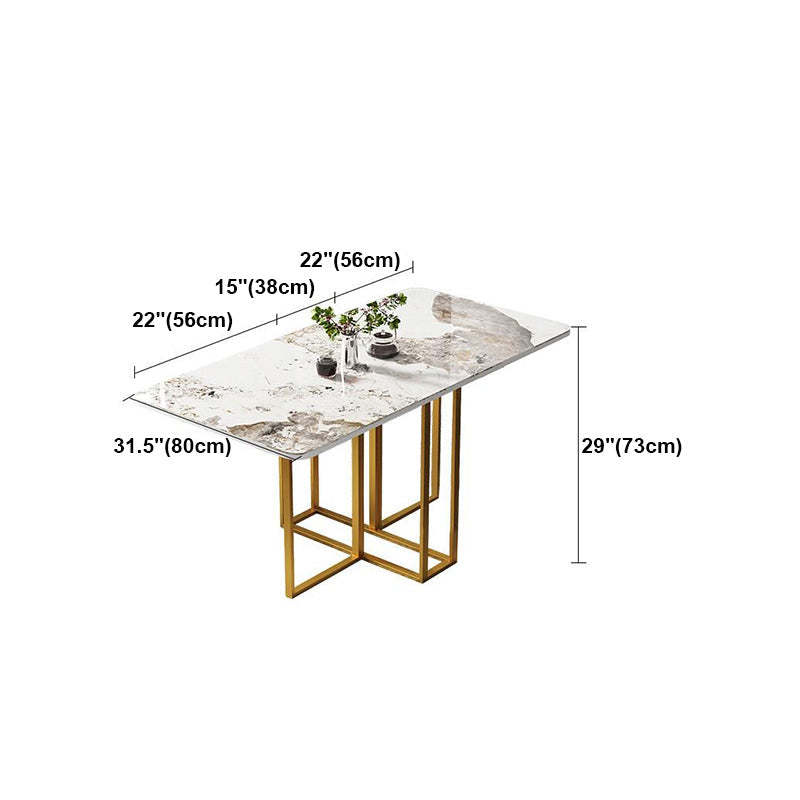 59 "H Moderner gesinterter Steintisch faltbarer Rechtecktisch mit Trestle Basis