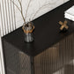 39.5"L Glam Iron Sideboard Striped Glass Doors Cabinets Dining Server for Living Room Clearhalo 'buffet_sideboard' 'Buffets & Sideboards' 'furn' 'furn_buffet_sideboard' 'Furniture' 'Kitchen & Dining Furniture' 5648747