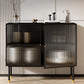 39.5"L Glam Iron Sideboard Striped Glass Doors Cabinets Dining Server for Living Room Clearhalo 'buffet_sideboard' 'Buffets & Sideboards' 'furn' 'furn_buffet_sideboard' 'Furniture' 'Kitchen & Dining Furniture' 5648751