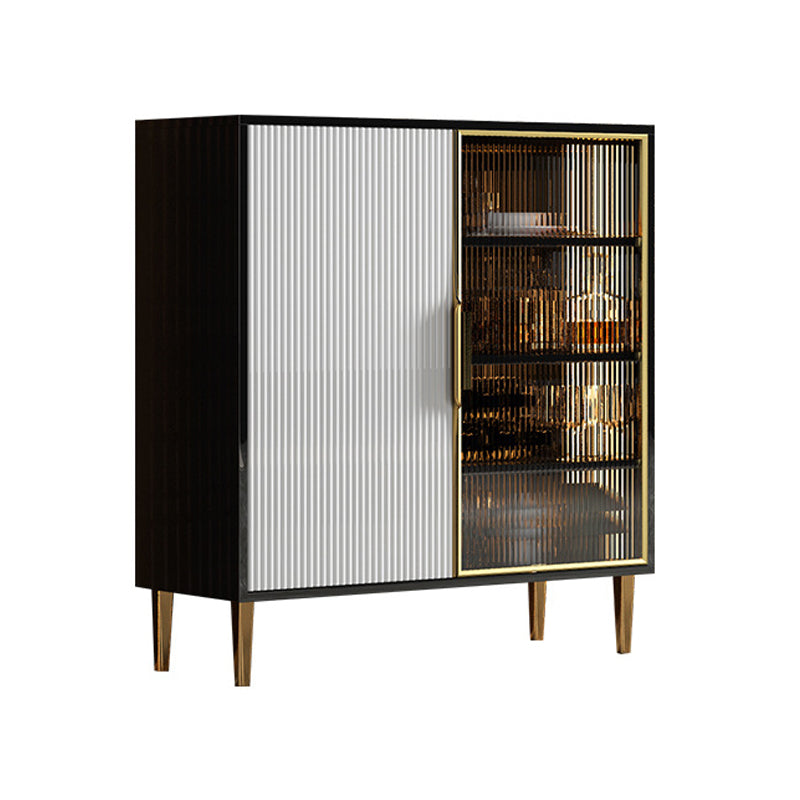 Legno ingegnerizzato glam 33.4 "H Server buffet per sala da pranzo a buffet in bianco e nero