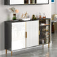 Legno ingegnerizzato glam 33.4 "H Server buffet per sala da pranzo a buffet in bianco e nero