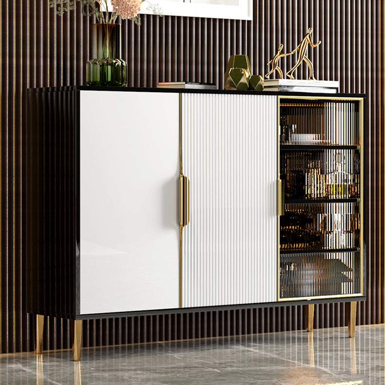 Legno ingegnerizzato glam 33.4 "H Server buffet per sala da pranzo a buffet in bianco e nero