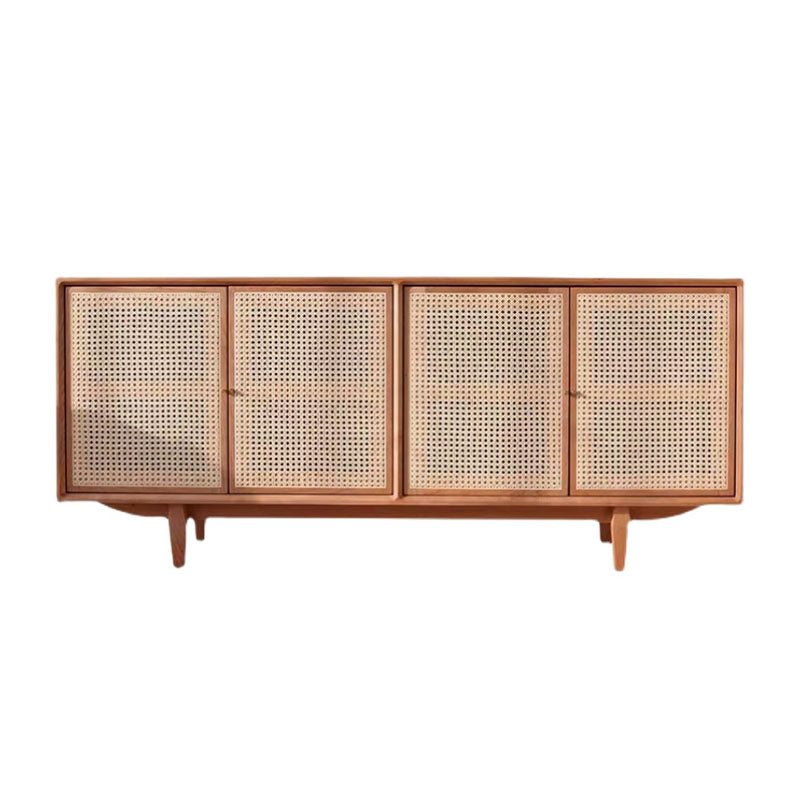 Rattan 4 porte buffet server da cucina in legno di altezza da 29 pollici per sala da pranzo