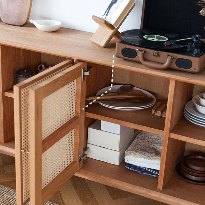 Rattan 4 porte buffet server da cucina in legno di altezza da 29 pollici per sala da pranzo