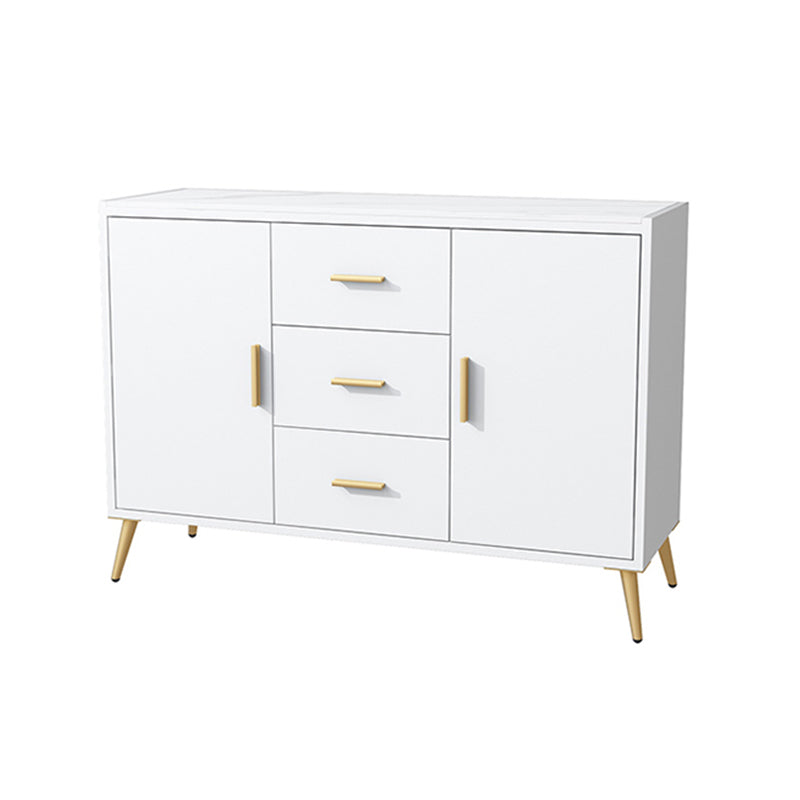 39.5"L Glam Style Side Board with Engineered Wood Drawers and Storage for Dining Room White Clearhalo 'buffet_sideboard' 'Buffets & Sideboards' 'furn' 'furn_buffet_sideboard' 'Furniture' 'Kitchen & Dining Furniture' 5648904