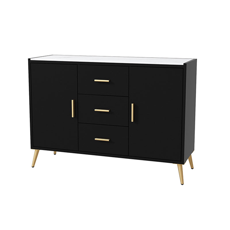 39.5"L Glam Style Side Board with Engineered Wood Drawers and Storage for Dining Room Black Clearhalo 'buffet_sideboard' 'Buffets & Sideboards' 'furn' 'furn_buffet_sideboard' 'Furniture' 'Kitchen & Dining Furniture' 5648905
