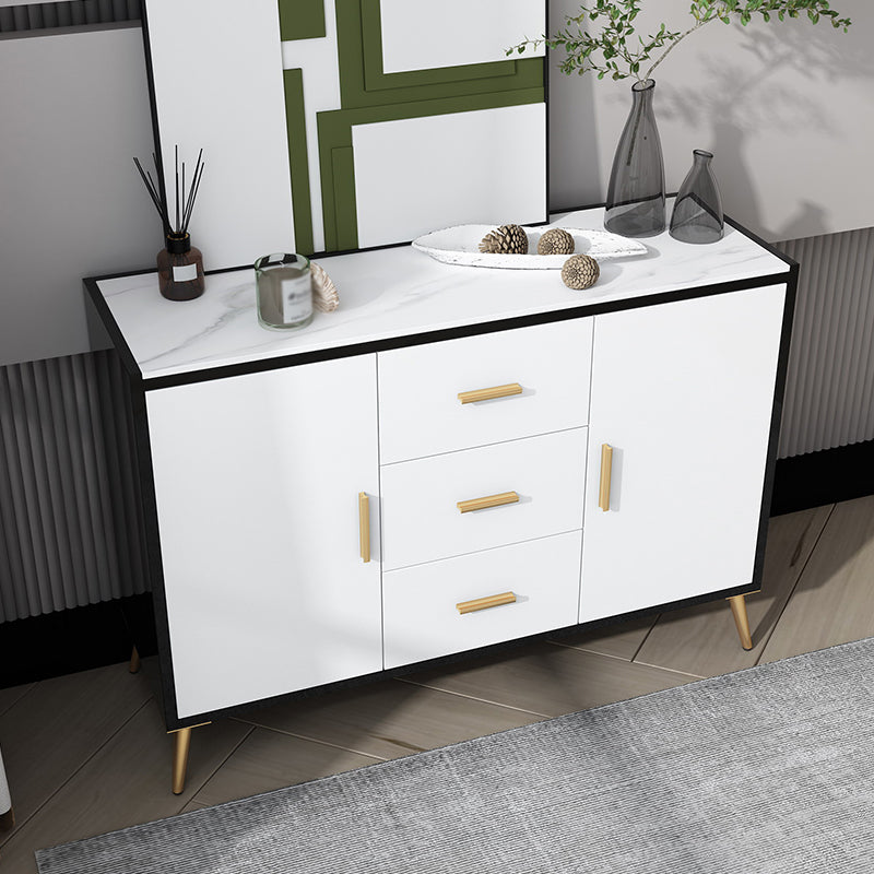 39.5"L Glam Style Side Board with Engineered Wood Drawers and Storage for Dining Room Clearhalo 'buffet_sideboard' 'Buffets & Sideboards' 'furn' 'furn_buffet_sideboard' 'Furniture' 'Kitchen & Dining Furniture' 5648906