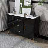39.5"L Glam Style Side Board with Engineered Wood Drawers and Storage for Dining Room Clearhalo 'buffet_sideboard' 'Buffets & Sideboards' 'furn' 'furn_buffet_sideboard' 'Furniture' 'Kitchen & Dining Furniture' 5648908