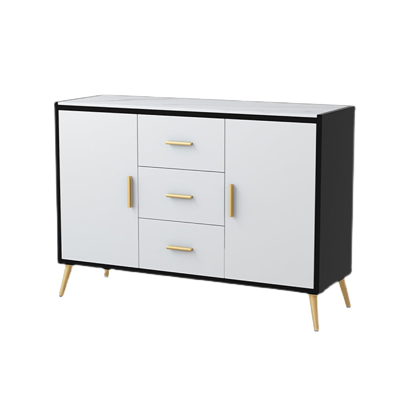 39.5"L Glam Style Side Board with Engineered Wood Drawers and Storage for Dining Room Black White Clearhalo 'buffet_sideboard' 'Buffets & Sideboards' 'furn' 'furn_buffet_sideboard' 'Furniture' 'Kitchen & Dining Furniture' 5648909