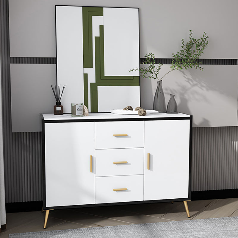 39.5"L Glam Style Side Board with Engineered Wood Drawers and Storage for Dining Room Clearhalo 'buffet_sideboard' 'Buffets & Sideboards' 'furn' 'furn_buffet_sideboard' 'Furniture' 'Kitchen & Dining Furniture' 5648913