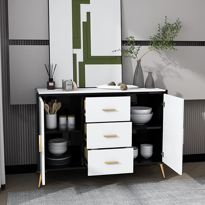 39.5"L Glam Style Side Board with Engineered Wood Drawers and Storage for Dining Room Clearhalo 'buffet_sideboard' 'Buffets & Sideboards' 'furn' 'furn_buffet_sideboard' 'Furniture' 'Kitchen & Dining Furniture' 5648914