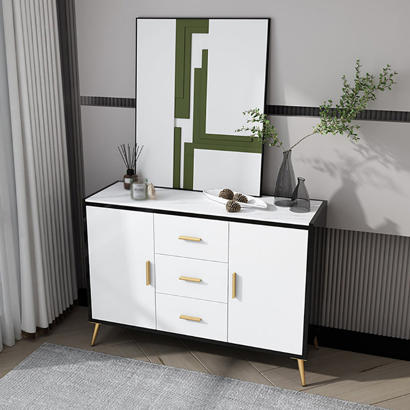 39.5"L Glam Style Side Board with Engineered Wood Drawers and Storage for Dining Room Clearhalo 'buffet_sideboard' 'Buffets & Sideboards' 'furn' 'furn_buffet_sideboard' 'Furniture' 'Kitchen & Dining Furniture' 5648915