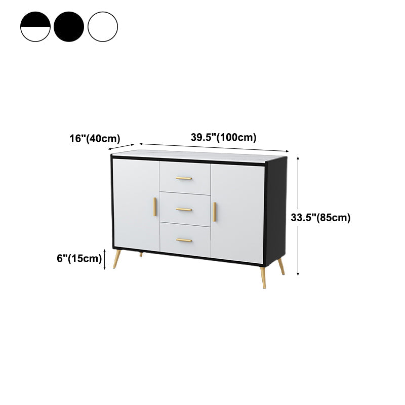 39.5"L Glam Style Side Board with Engineered Wood Drawers and Storage for Dining Room Clearhalo 'buffet_sideboard' 'Buffets & Sideboards' 'furn' 'furn_buffet_sideboard' 'Furniture' 'Kitchen & Dining Furniture' 5648916