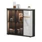 Glass Door Artificial Wood Sideboard Modern Buffet Server Cabinet with Storage for kitchen