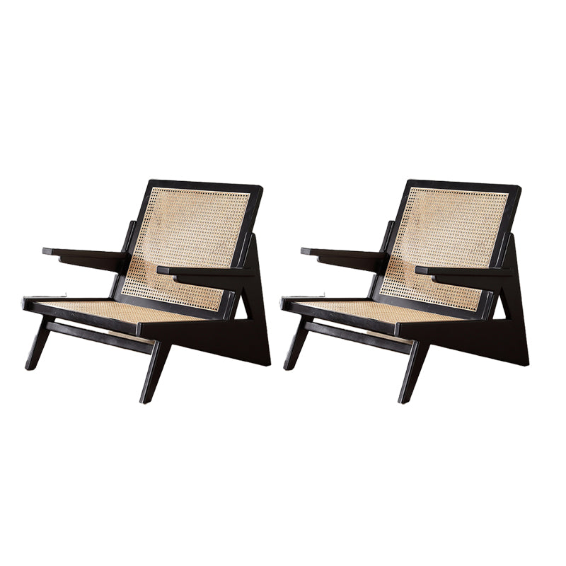 Nordic Style Rubberwood Solid Wood Frame Square Arms Lounge Accent Chair