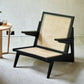 Nordic Style Rubberwood Solid Wood Frame Square Arms Lounge Accent Chair