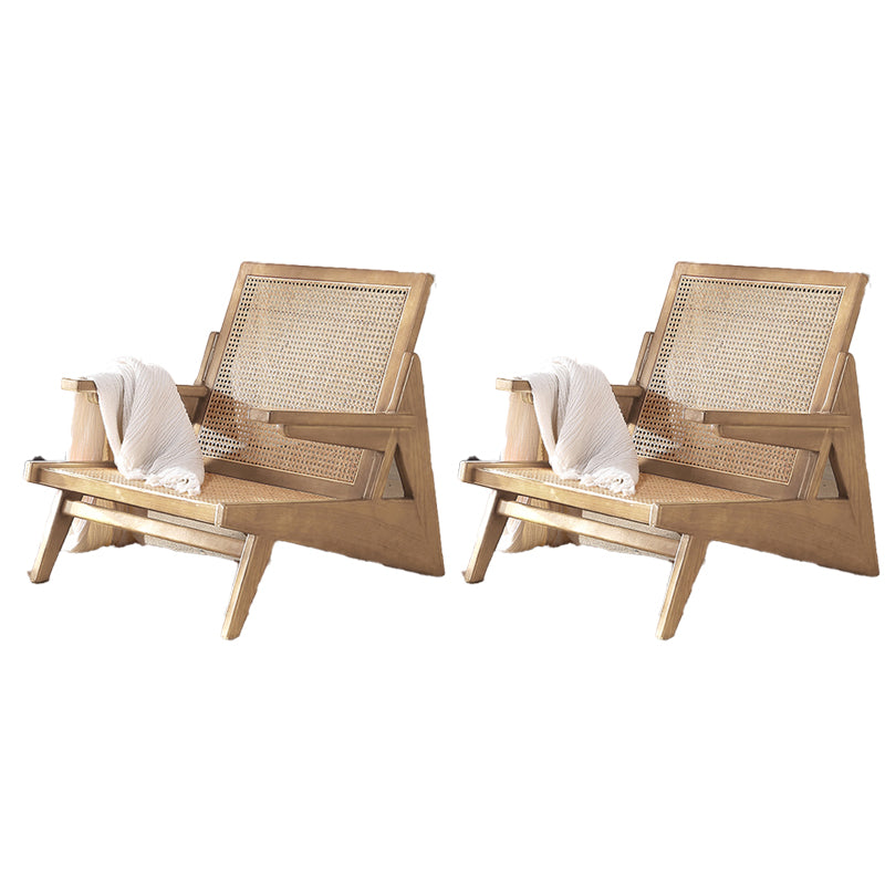 Nordic Style Rubberwood Solid Wood Frame Square Arms Lounge Accent Chair