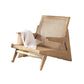 Nordic Style Rubberwood Solid Wood Frame Square Arms Lounge Accent Chair