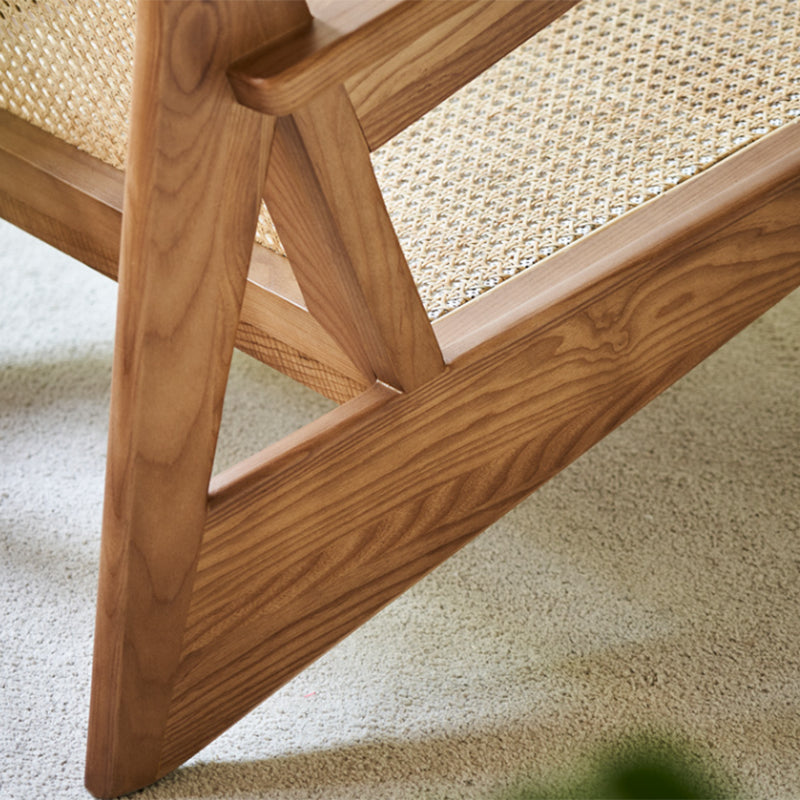 Nordic Style Rubberwood Solid Wood Frame Square Arms Lounge Accent Chair