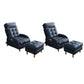 Contemporary Bonded Leather Tufted Cushions with Ottoman Lounge Accent Chair Dark Blue 2 Piece Set Clearhalo 'Accent Chairs' 'accent_chairs' 'Chairs & Seating' 'furn' 'furn_accent_chairs' 'Furniture' 'Living Room Furniture' 5649580
