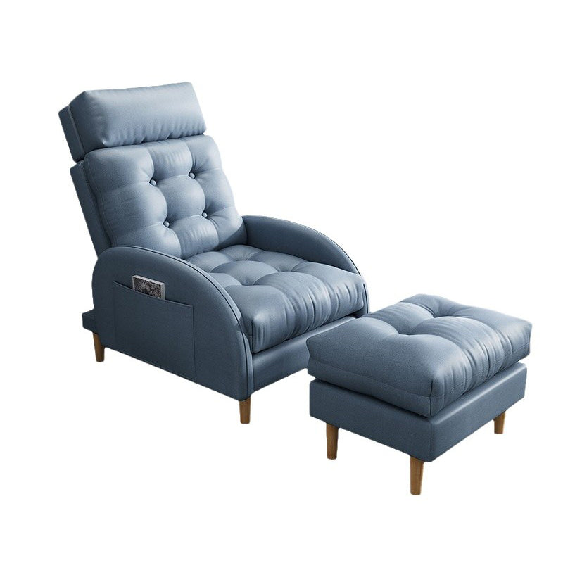 Contemporary Bonded Leather Tufted Cushions with Ottoman Lounge Accent Chair Clearhalo 'Accent Chairs' 'accent_chairs' 'Chairs & Seating' 'furn' 'furn_accent_chairs' 'Furniture' 'Living Room Furniture' 5649581