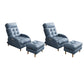 Contemporary Bonded Leather Tufted Cushions with Ottoman Lounge Accent Chair Sky Blue 2 Piece Set Clearhalo 'Accent Chairs' 'accent_chairs' 'Chairs & Seating' 'furn' 'furn_accent_chairs' 'Furniture' 'Living Room Furniture' 5649582