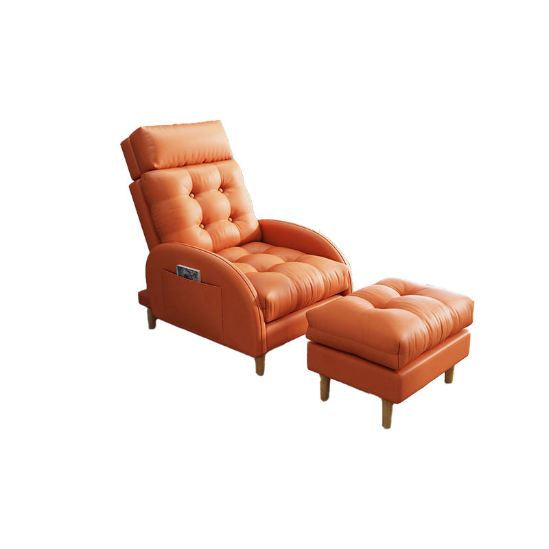 Contemporary Bonded Leather Tufted Cushions with Ottoman Lounge Accent Chair Clearhalo 'Accent Chairs' 'accent_chairs' 'Chairs & Seating' 'furn' 'furn_accent_chairs' 'Furniture' 'Living Room Furniture' 5649586