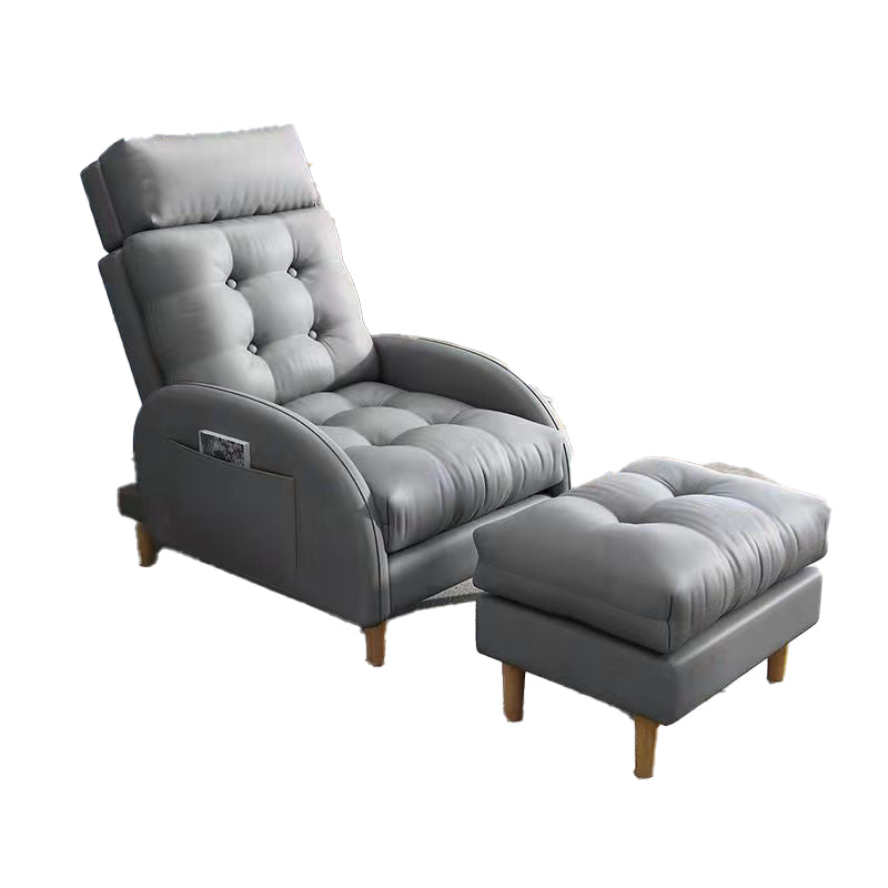 Contemporary Bonded Leather Tufted Cushions with Ottoman Lounge Accent Chair Clearhalo 'Accent Chairs' 'accent_chairs' 'Chairs & Seating' 'furn' 'furn_accent_chairs' 'Furniture' 'Living Room Furniture' 5649589