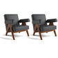 31.50" Wide Contemporary Style Single Sofa Chair Fixed Back Round Arms Chair Black 2 Piece Set Clearhalo 'Accent Chairs' 'accent_chairs' 'Chairs & Seating' 'furn' 'furn_accent_chairs' 'Furniture' 'Living Room Furniture' 5649594