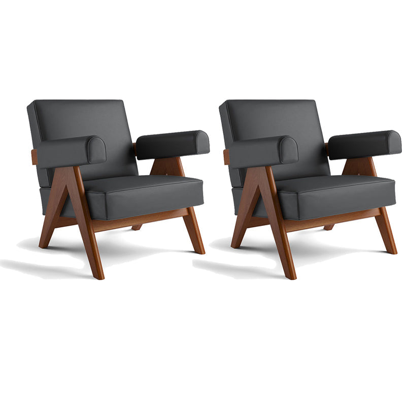 31.50" Wide Contemporary Style Single Sofa Chair Fixed Back Round Arms Chair Black 2 Piece Set Clearhalo 'Accent Chairs' 'accent_chairs' 'Chairs & Seating' 'furn' 'furn_accent_chairs' 'Furniture' 'Living Room Furniture' 5649594