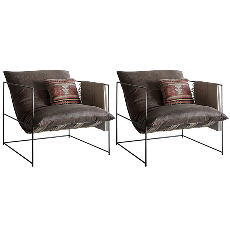 26.77" Wide Contemporary Style Single Sofa Chair Metal Round Arm Chair Brown 2 Piece Set Clearhalo 'Accent Chairs' 'accent_chairs' 'Chairs & Seating' 'furn' 'furn_accent_chairs' 'Furniture' 'Living Room Furniture' 5649683