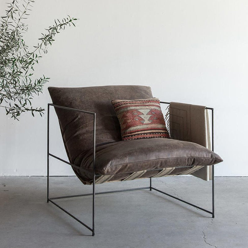 26.77" Wide Contemporary Style Single Sofa Chair Metal Round Arm Chair Brown 1 Piece Clearhalo 'Accent Chairs' 'accent_chairs' 'Chairs & Seating' 'furn' 'furn_accent_chairs' 'Furniture' 'Living Room Furniture' 5649684