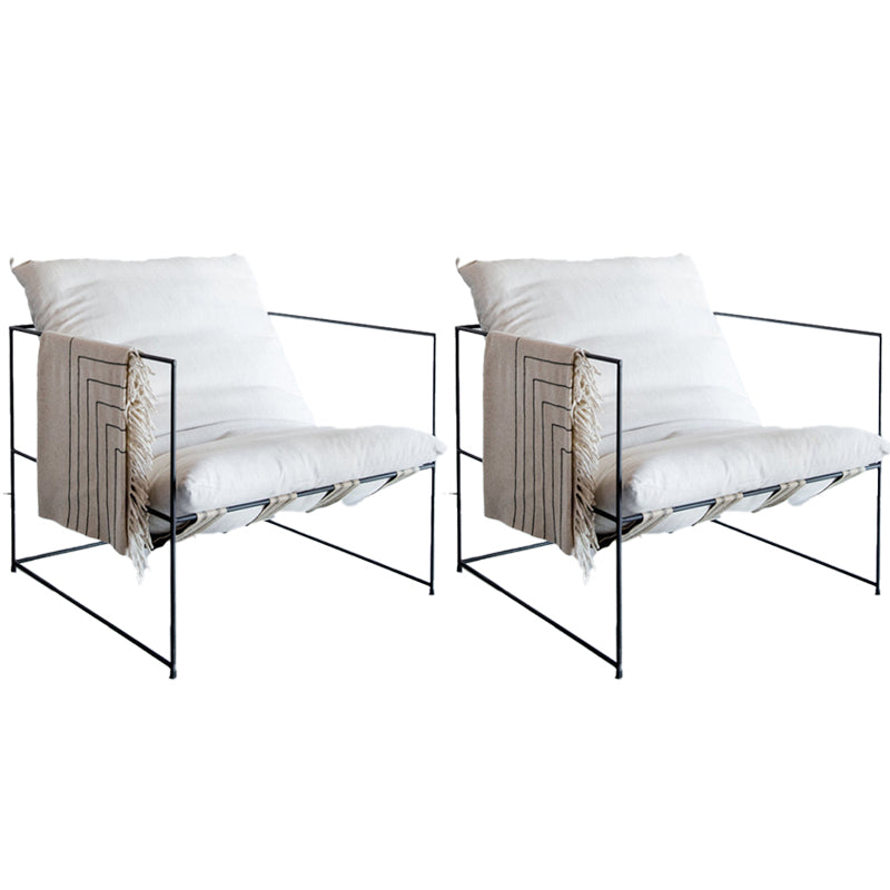 26.77" Wide Contemporary Style Single Sofa Chair Metal Round Arm Chair White 2 Piece Set Clearhalo 'Accent Chairs' 'accent_chairs' 'Chairs & Seating' 'furn' 'furn_accent_chairs' 'Furniture' 'Living Room Furniture' 5649686