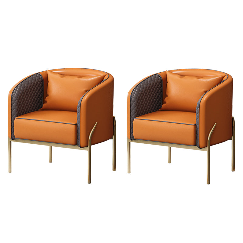 Contemporary Style Single Sofa Chair Pillow Back Arm Chair for Living Room Orange 2 Piece Set Clearhalo 'Accent Chairs' 'accent_chairs' 'Chairs & Seating' 'furn' 'furn_accent_chairs' 'Furniture' 'Living Room Furniture' 5649719