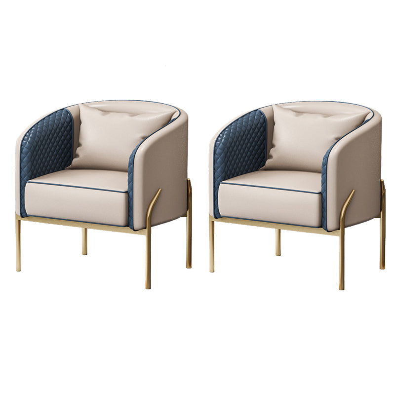 Contemporary Style Single Sofa Chair Pillow Back Arm Chair for Living Room Beige-Coffee 2 Piece Set Clearhalo 'Accent Chairs' 'accent_chairs' 'Chairs & Seating' 'furn' 'furn_accent_chairs' 'Furniture' 'Living Room Furniture' 5649721