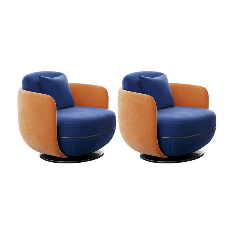 Contemporary 31.5" Wide Pillow Back Swivel Round Base Arm Chair Dark Blue 2 Piece Set Clearhalo 'Accent Chairs' 'accent_chairs' 'Chairs & Seating' 'furn' 'furn_accent_chairs' 'Furniture' 'Living Room Furniture' 5649783