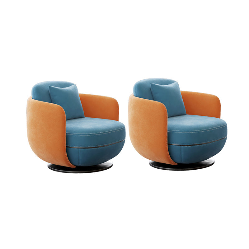 Contemporary 31.5" Wide Pillow Back Swivel Round Base Arm Chair Sky Blue 2 Piece Set Clearhalo 'Accent Chairs' 'accent_chairs' 'Chairs & Seating' 'furn' 'furn_accent_chairs' 'Furniture' 'Living Room Furniture' 5649785