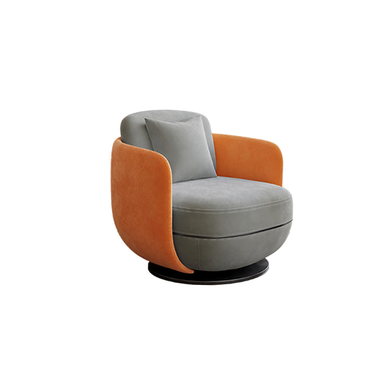 Contemporary 31.5" Wide Pillow Back Swivel Round Base Arm Chair Clearhalo 'Accent Chairs' 'accent_chairs' 'Chairs & Seating' 'furn' 'furn_accent_chairs' 'Furniture' 'Living Room Furniture' 5649787
