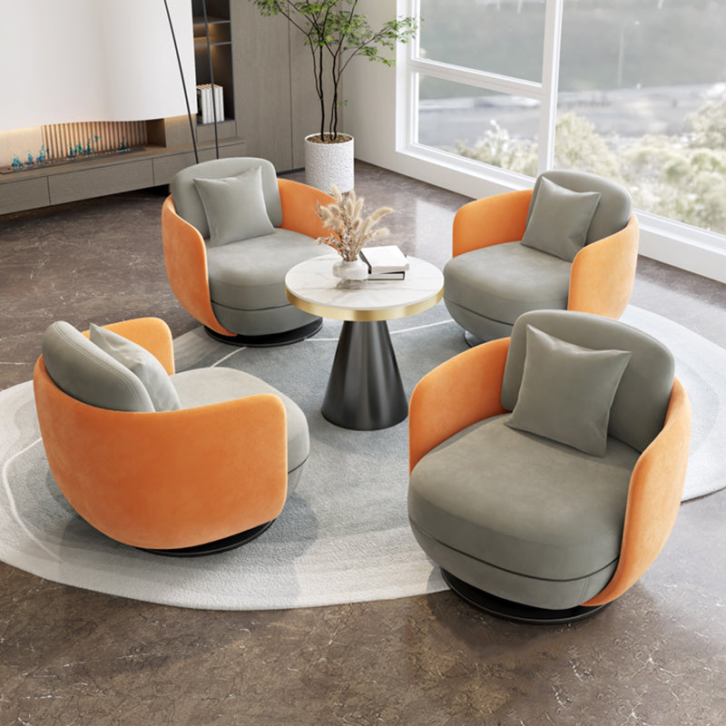 Contemporary 31.5" Wide Pillow Back Swivel Round Base Arm Chair Clearhalo 'Accent Chairs' 'accent_chairs' 'Chairs & Seating' 'furn' 'furn_accent_chairs' 'Furniture' 'Living Room Furniture' 5649793