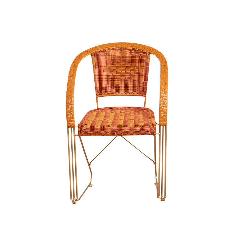 Mid-centuryl Modern Style Arms Included Woven Back Sled Accent Armchair