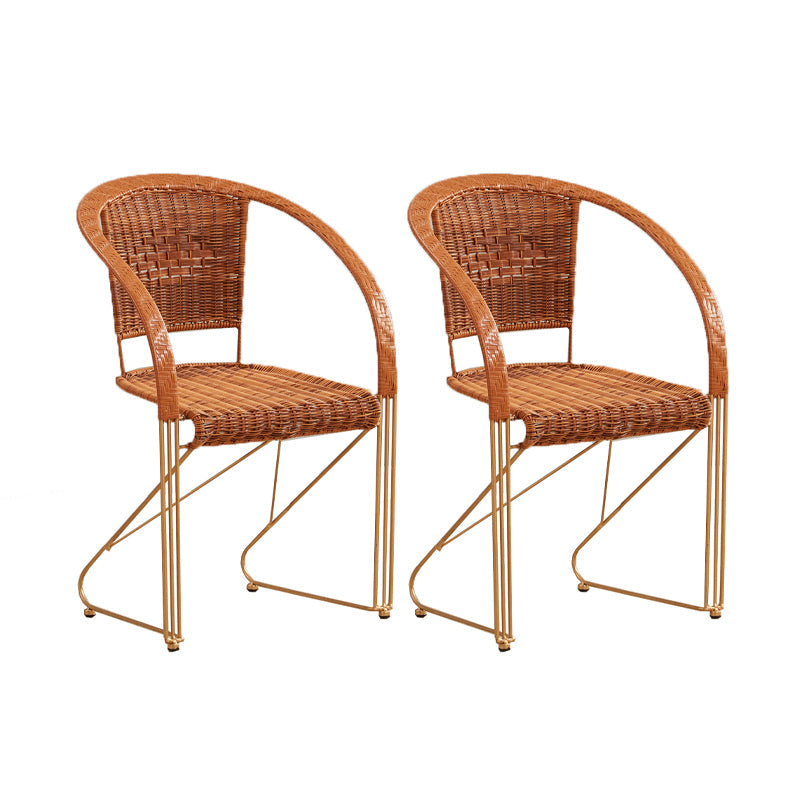 Mid-centuryl Modern Style Arms Included Woven Back Sled Accent Armchair