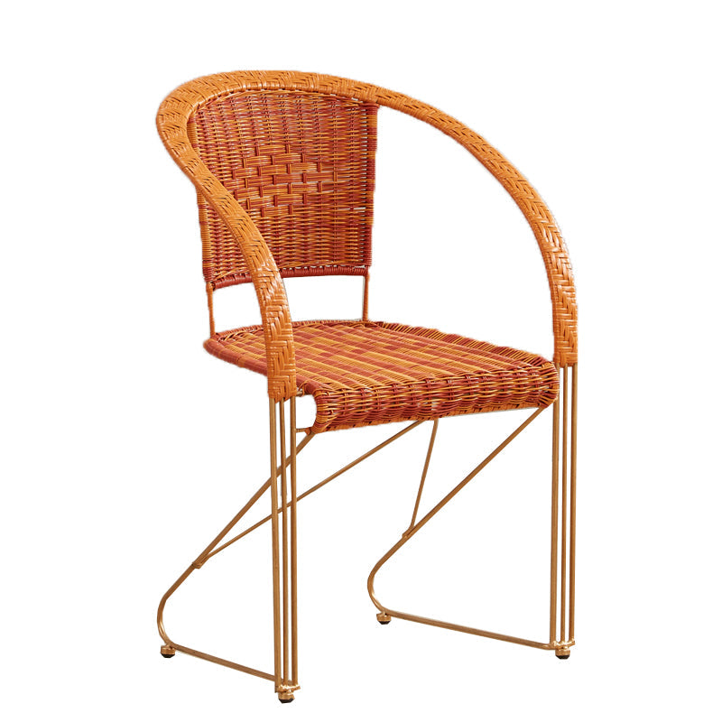 Mid-centuryl Modern Style Arms Included Woven Back Sled Accent Armchair