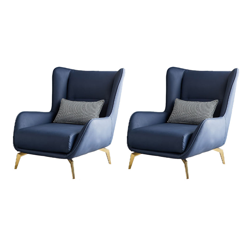 Modern Style Bonded Leather Arms Included with Pillow Wingback Chair Dark Blue 2 Piece Set Clearhalo 'Accent Chairs' 'accent_chairs' 'Chairs & Seating' 'furn' 'furn_accent_chairs' 'Furniture' 'Living Room Furniture' 5649889