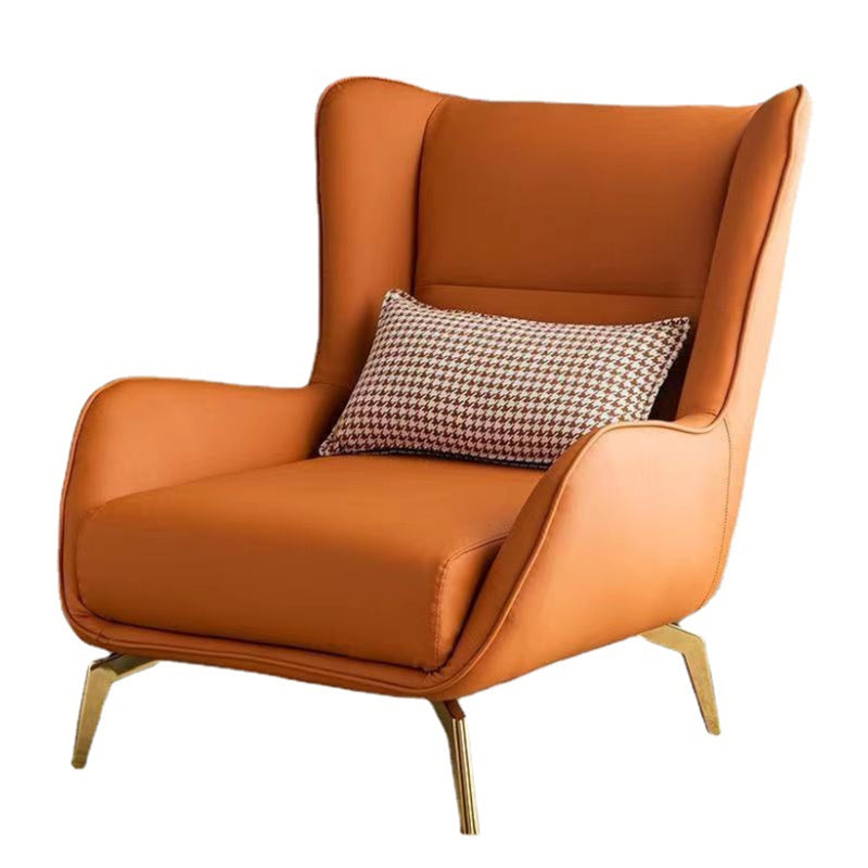 Modern Style Bonded Leather Arms Included with Pillow Wingback Chair Clearhalo 'Accent Chairs' 'accent_chairs' 'Chairs & Seating' 'furn' 'furn_accent_chairs' 'Furniture' 'Living Room Furniture' 5649894