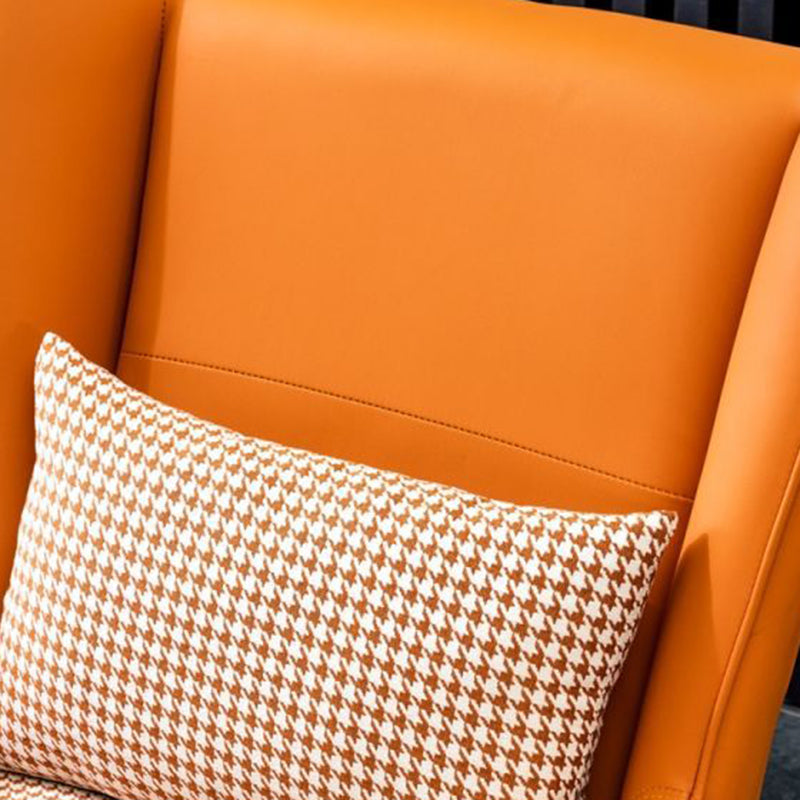 Modern Style Bonded Leather Arms Included with Pillow Wingback Chair Clearhalo 'Accent Chairs' 'accent_chairs' 'Chairs & Seating' 'furn' 'furn_accent_chairs' 'Furniture' 'Living Room Furniture' 5649898