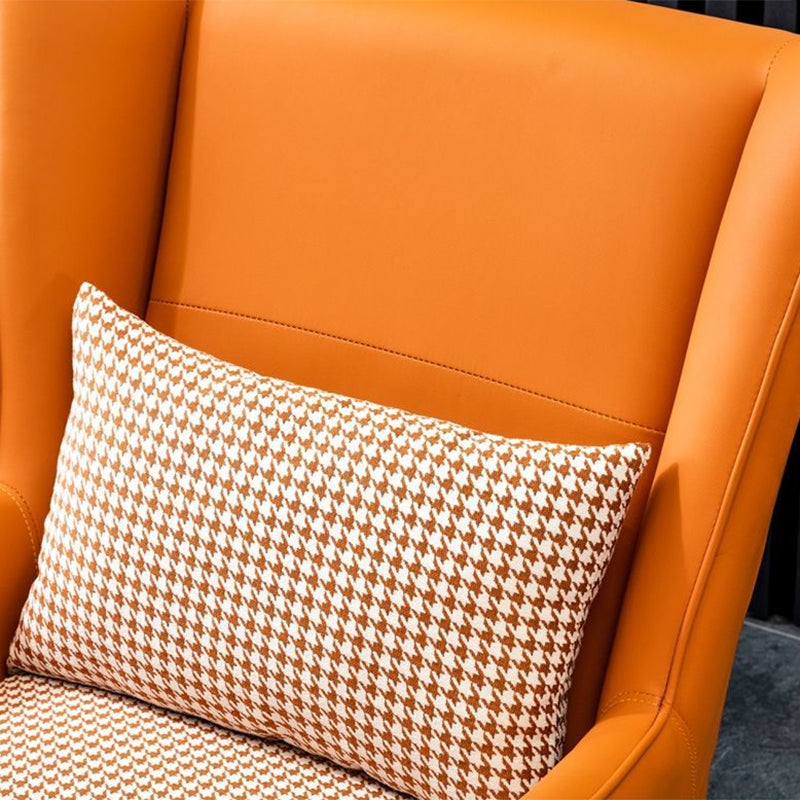 Modern Style Bonded Leather Arms Included with Pillow Wingback Chair Clearhalo 'Accent Chairs' 'accent_chairs' 'Chairs & Seating' 'furn' 'furn_accent_chairs' 'Furniture' 'Living Room Furniture' 5649900