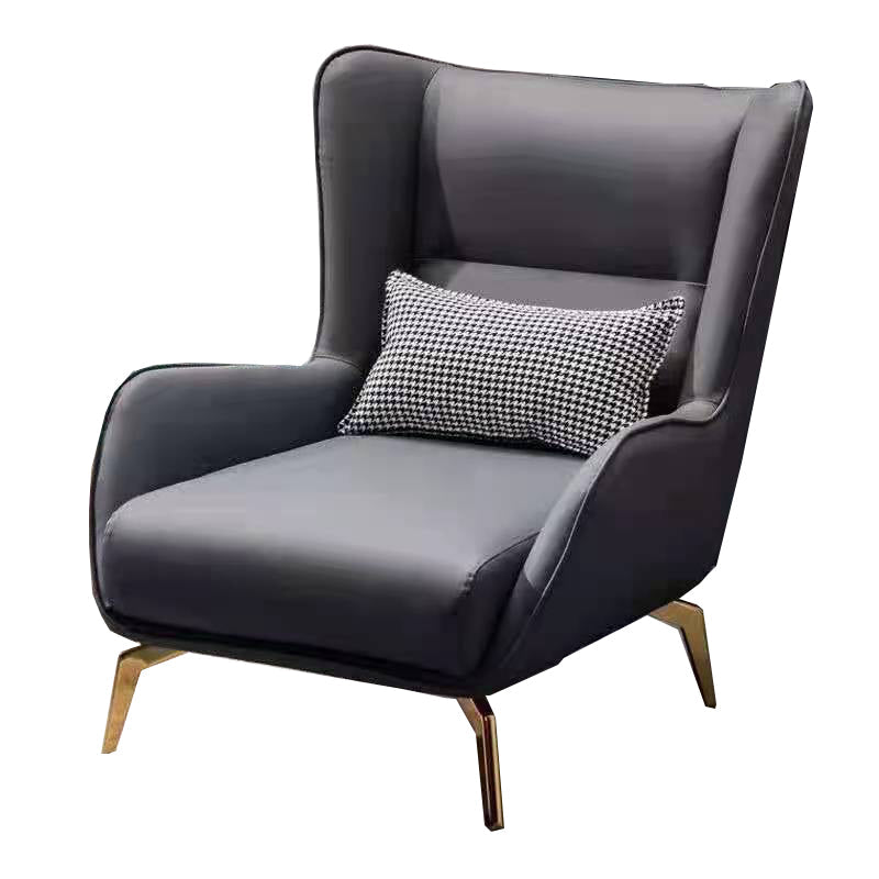 Modern Style Bonded Leather Arms Included with Pillow Wingback Chair Clearhalo 'Accent Chairs' 'accent_chairs' 'Chairs & Seating' 'furn' 'furn_accent_chairs' 'Furniture' 'Living Room Furniture' 5649901