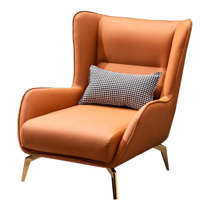 Modern Style Bonded Leather Arms Included with Pillow Wingback Chair Clearhalo 'Accent Chairs' 'accent_chairs' 'Chairs & Seating' 'furn' 'furn_accent_chairs' 'Furniture' 'Living Room Furniture' 5649903